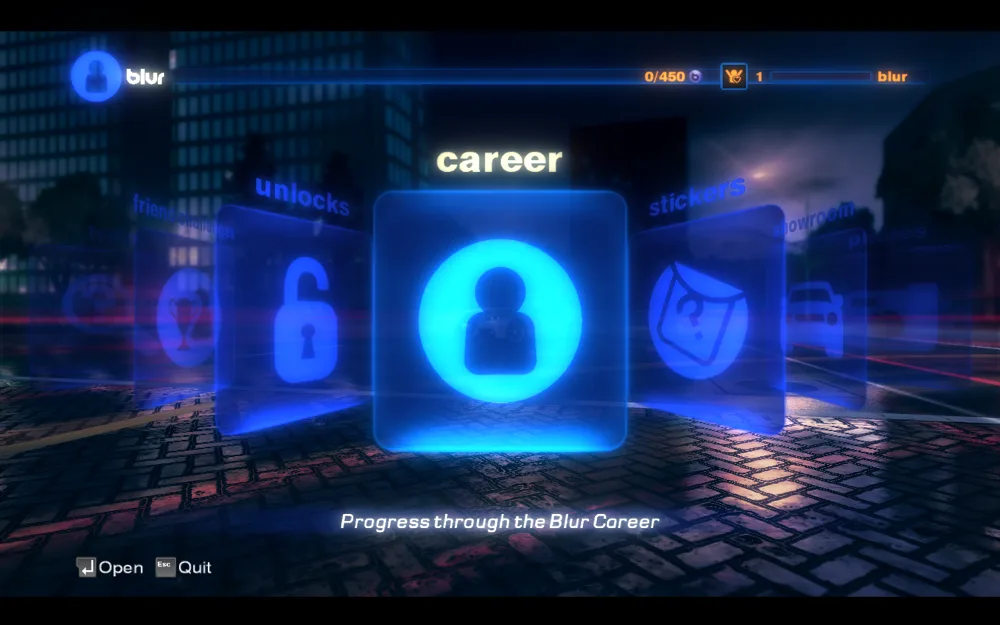 Main menu